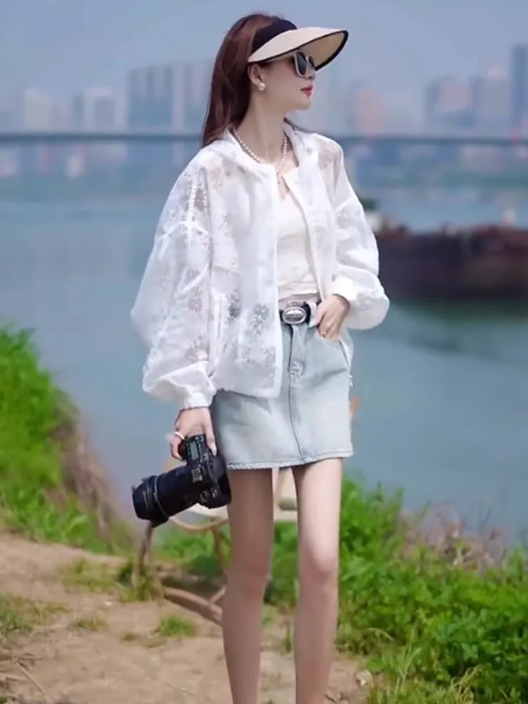 Lace Jacquard Sunscreen Coat Women's Thin Style 2025 Summer New Style Small, High End, Casual Versatile Top