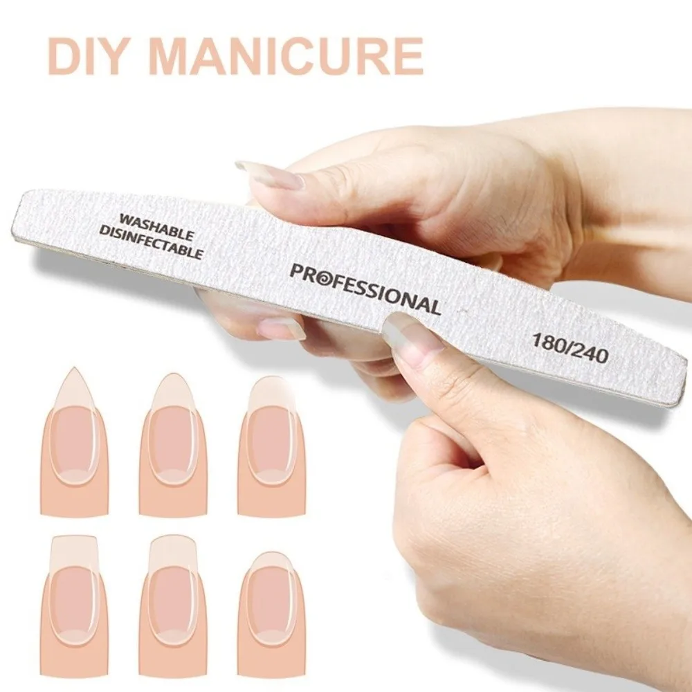 10 قطعة شكل قارب رمادي ملفات الأظافر الخشبية كتلة الصنفرة على الوجهين تصميم مانيكير عازلة باديكير المخازن المؤقتة لفني الأظافر