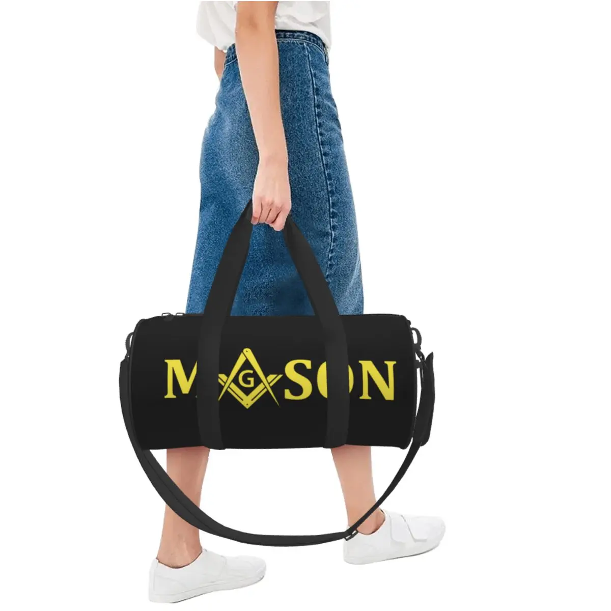 Freimaurer Maurer Sporttaschen Quadrat Kompass Schwimmen Sporttasche mit Schuhen bunte Handtaschen männlich weiblich Design Oxford Fitness-Tasche