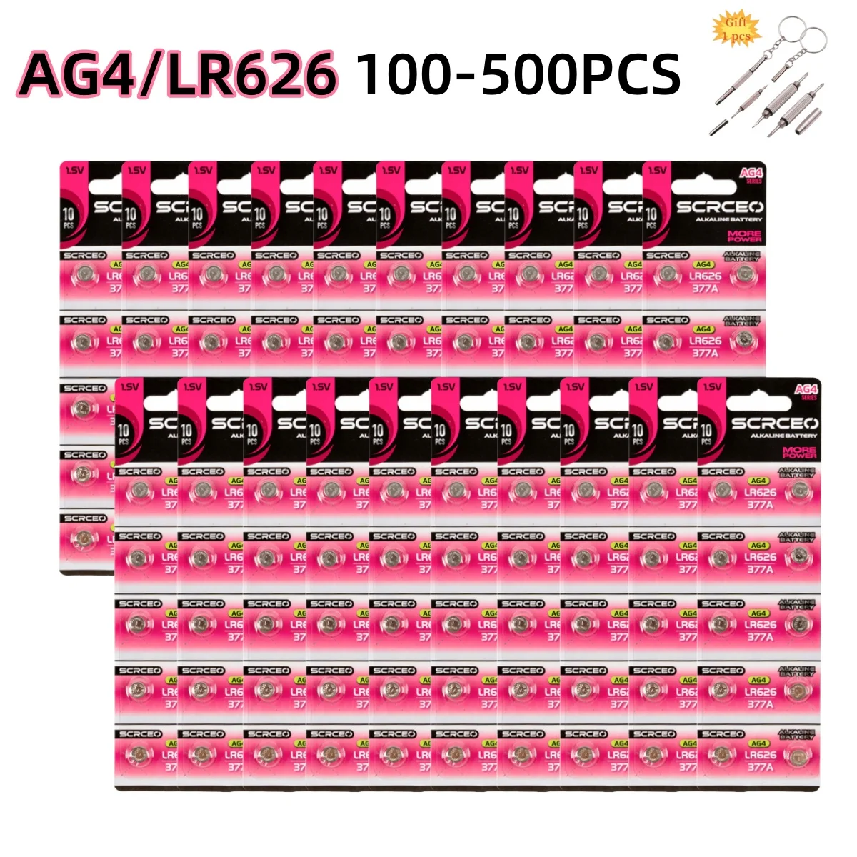 

100-500PCS Watch Alkaline Battery Button Battery AG4 LR626 1.55 V 377 SR626177626A 377A CX66W Used for Toy Calculators Car Keys