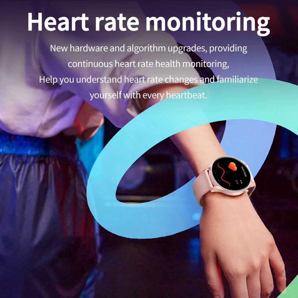 ساعة ذكية رياضية مقاومة للماء للرجال والنساء ، شاشة أموليد ، معدل ضربات القلب ، مساعد صوت ، مكالمة ، سن أزرق ،