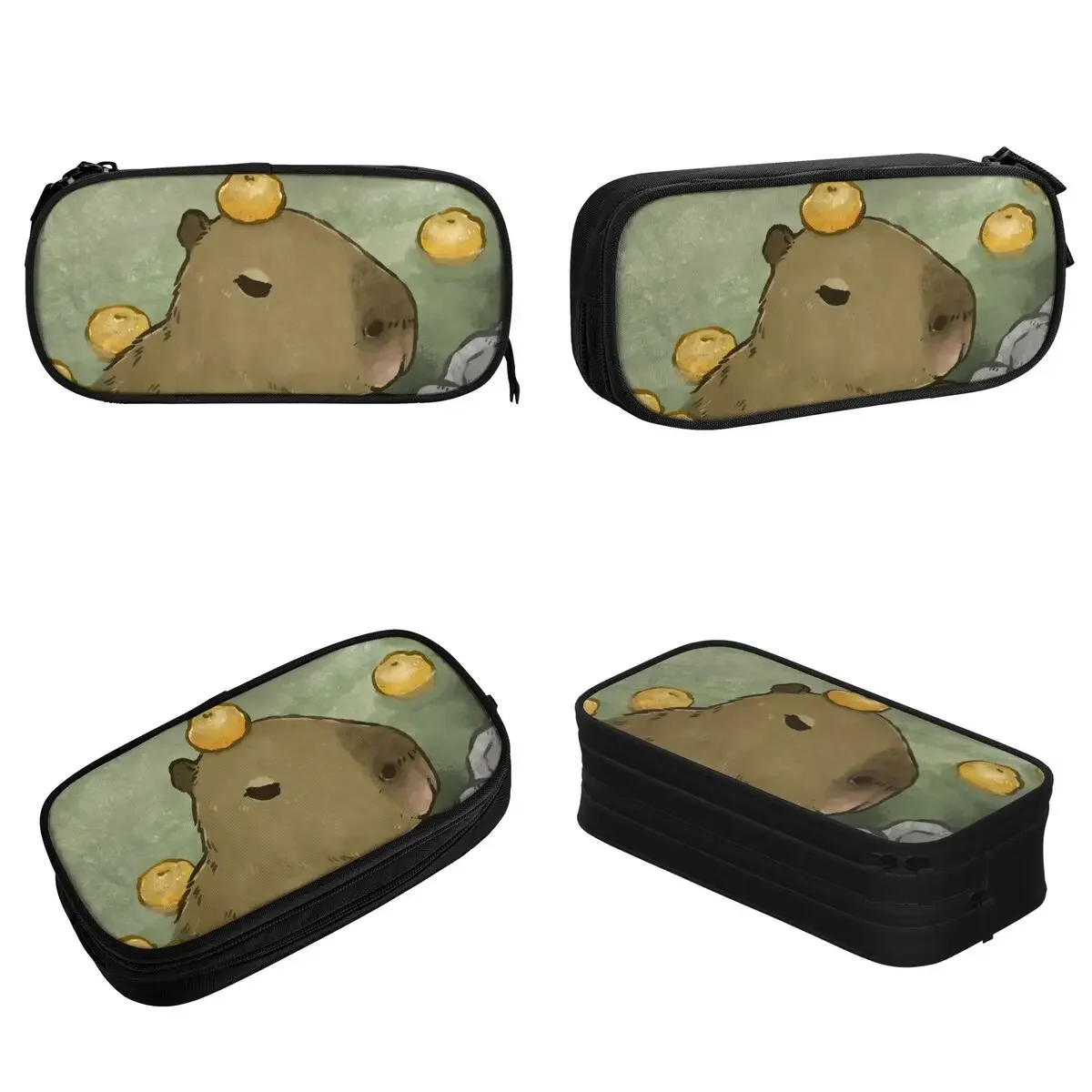 Capybara Yuzu Bathing Animal Pencil Cases Creative Pen Holder Pencil Bags Student Big Capacity School Supplies Gift Pencil Pouch