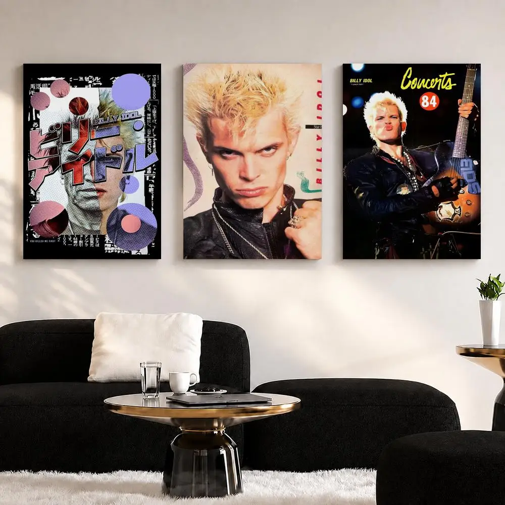 Singer Music Album B-Billy I-Idol Framed Wall Painting Ready to Hang Canvas Wall Art Poster for Bedroom Living Room Home Decor