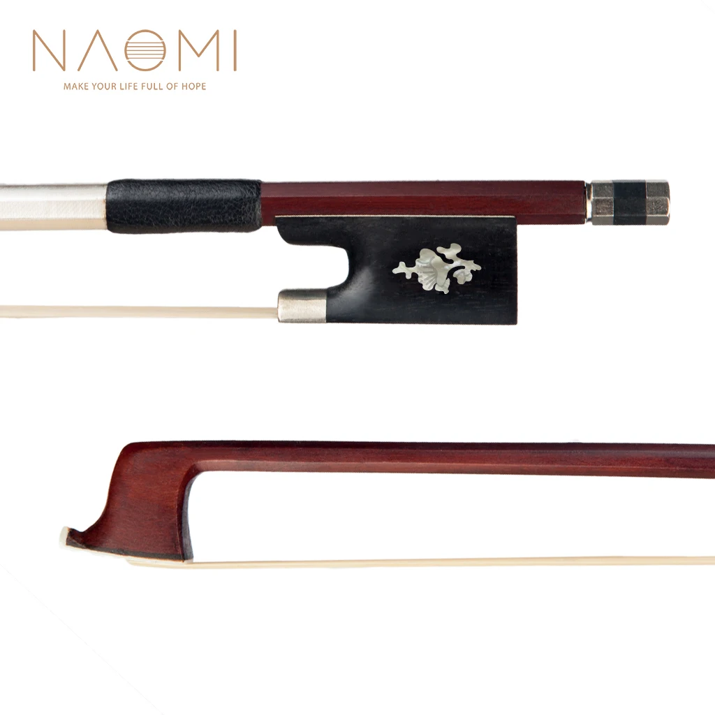 

NAOMI 4/4 Violin Bow Brazilwood Bow Octagonal Stick Sheepskin Grip White Horsehair Ebony Frog