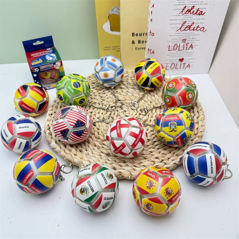 USA Mexico Canada All Country Flag Football Keychain Fidget Stress Ball Squishy Decompression Toy Anxiety Relief Fan Souvenir view 3