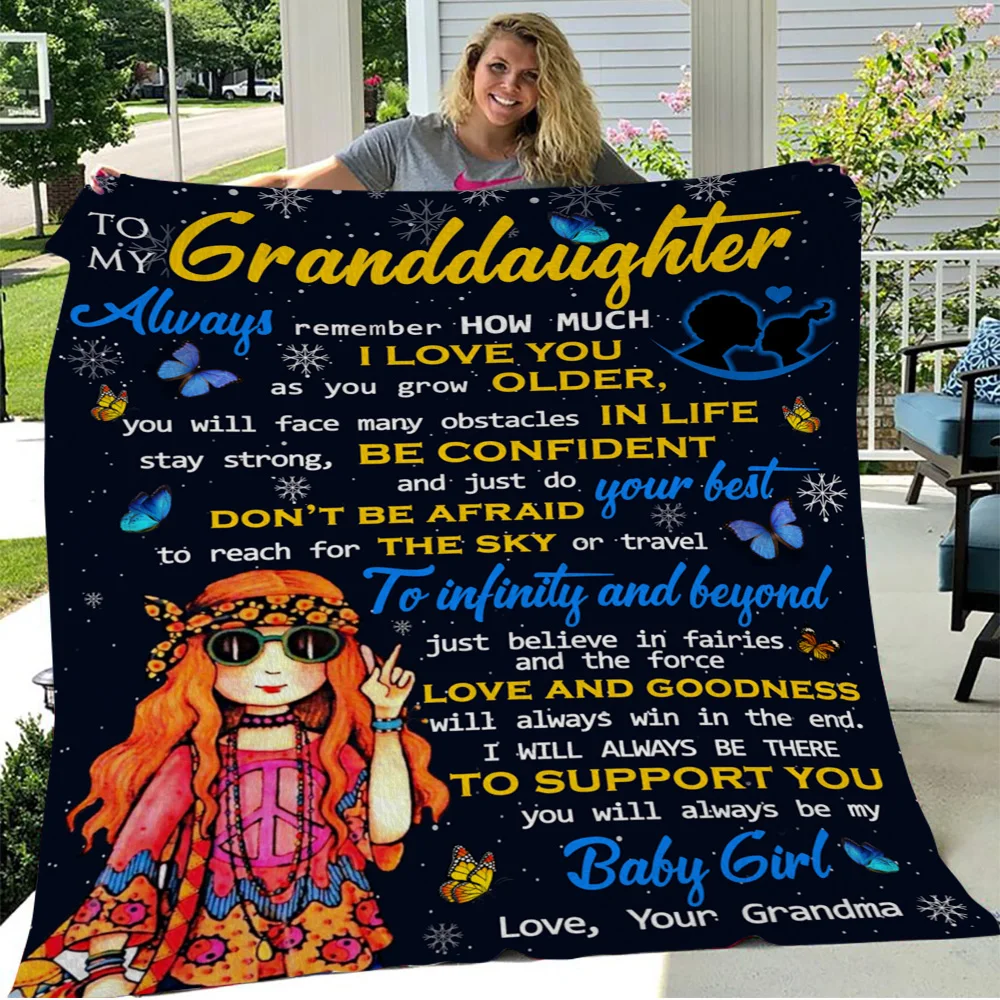 

Give Beautiful Granddaughter Blanket Suitable for Family Bedroom Bed Sofa Picnic Travel Office NapCashmere Blanket