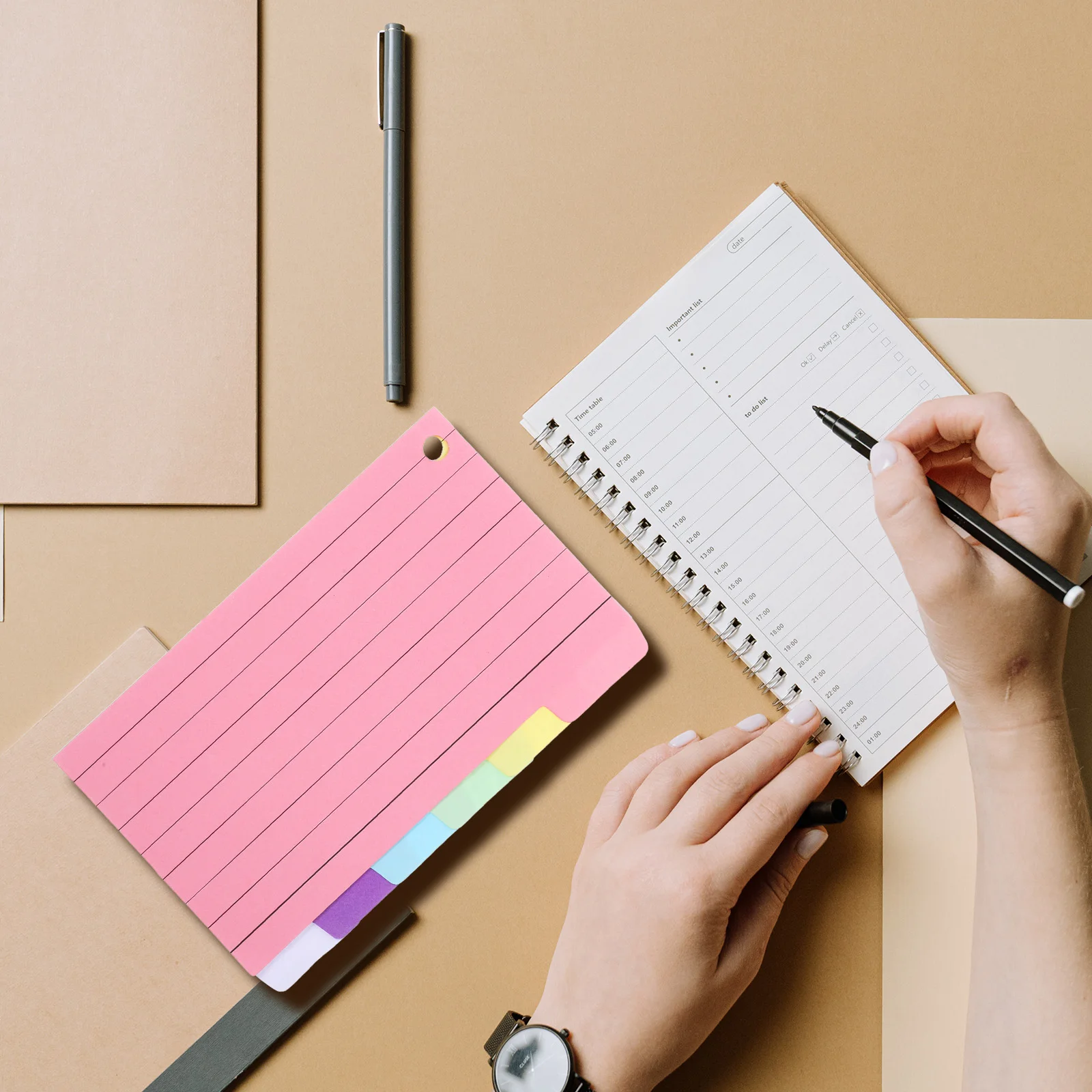 

Six 300 Pages Index Cards Note Pads Learning Office Spiral Ring Student Memo Pad Small Notebook Lined Paper Study