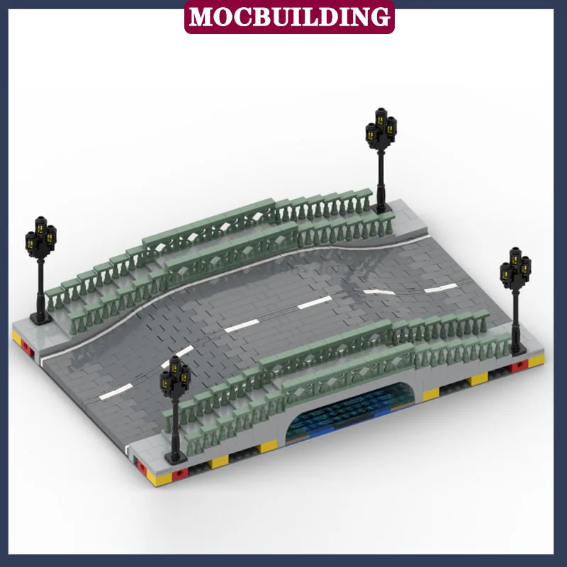 MOC City Road Bridge Modular Building Block Assembly DIY Road Lighthouse Gift Toy