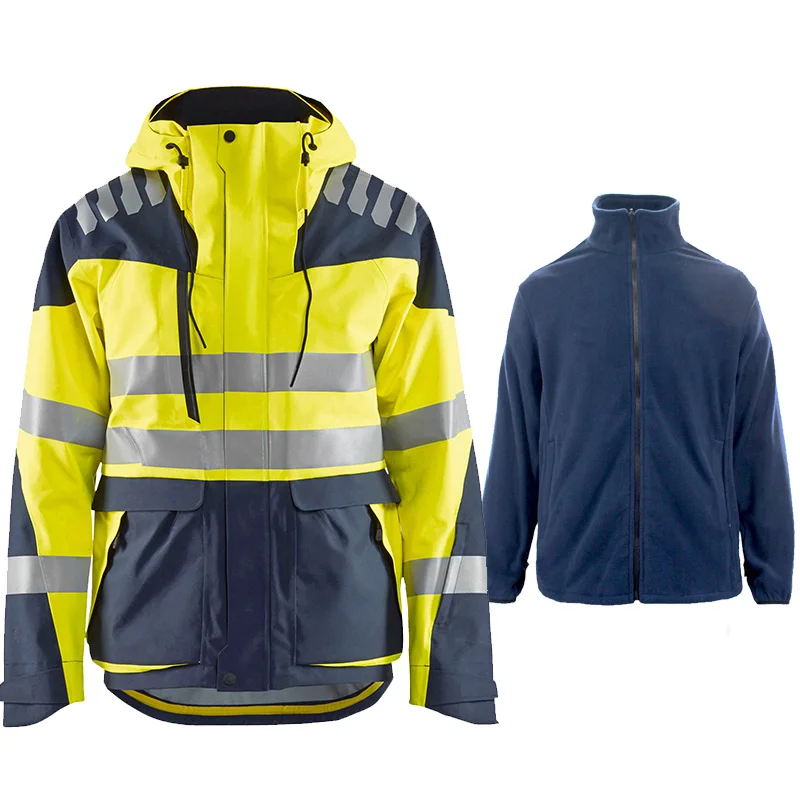 Winter Jacket with Removable Fleece Liner Windproof Jacket Men for Construction Road Working