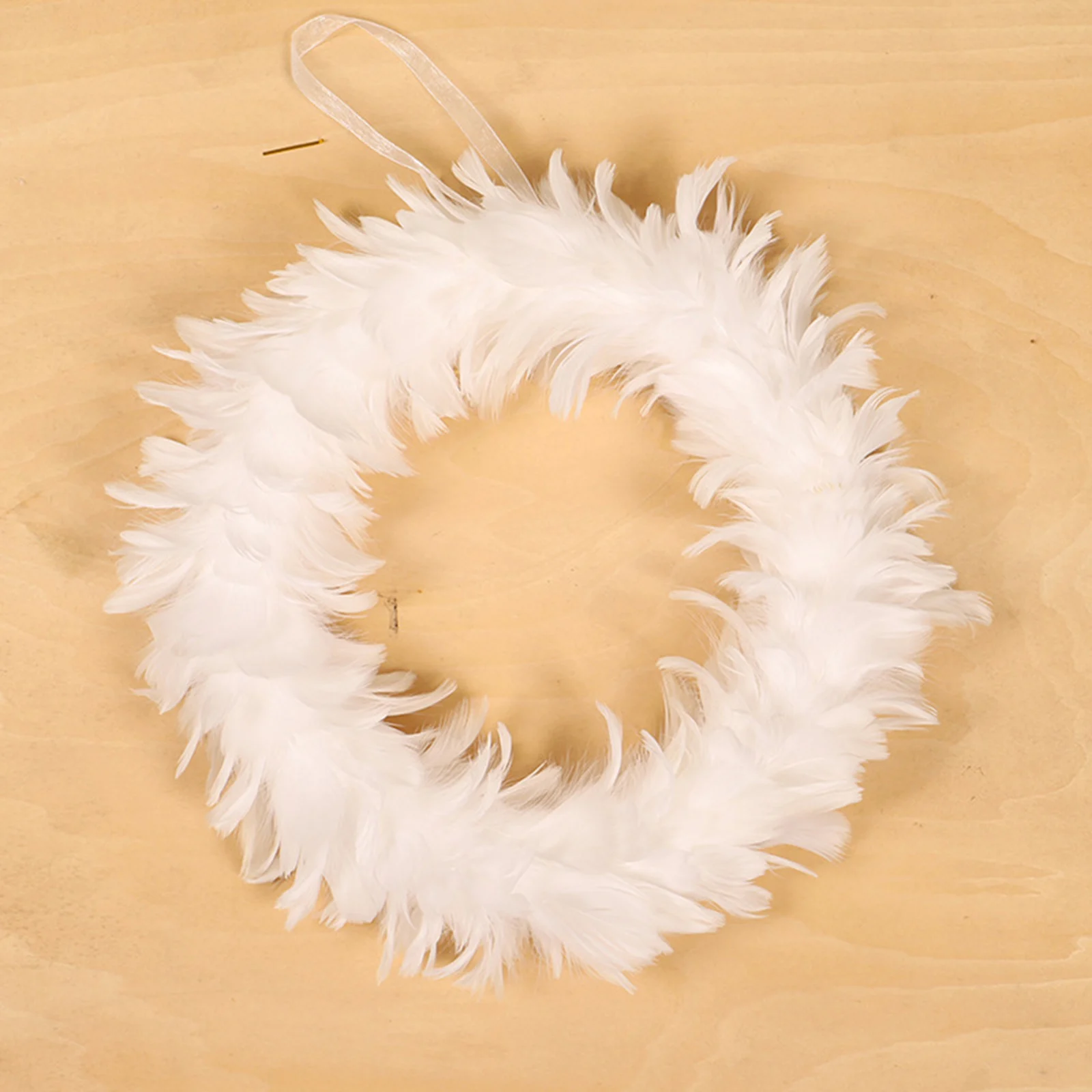 

30cm White Foam Feathers Christmas Hanging Wreath Outdoor Ornaments Fairy Style Decorative Garland Xmas Party DIY Decor