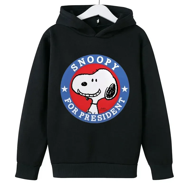 Snoopy White Cartoon Anime Children Pullover Tops 2024 New Fashion Boy Girl Kids Hoodies Spring Autumn Children\'s Sweatshirt