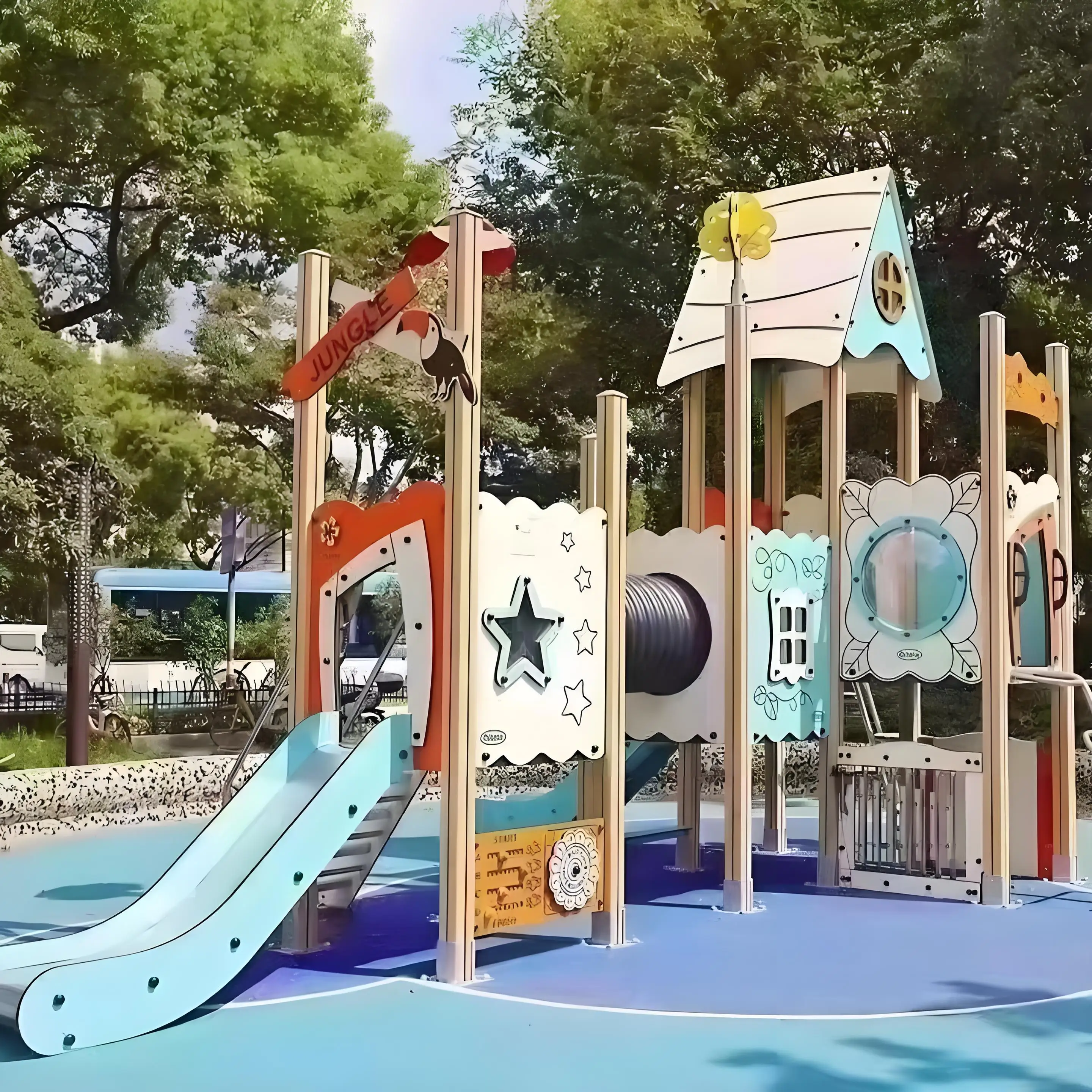 Outdoor large kindergarten community park slide combination PE board stainless steel slide children's amusement facilities