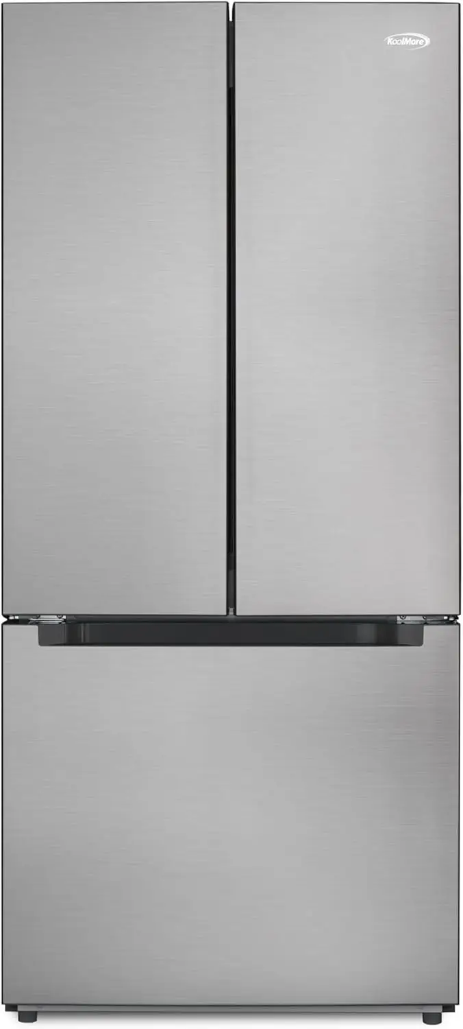 KM-RERFDSS-18C 30-Inch and 18.5 cu. ft. Counter Depth French Refrigerator with Three Doors and Deep Freezer in Stainless-Steel