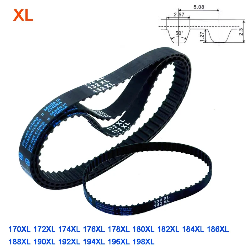 

1Pcs XL Rubber Timing Belt Width 6/8/10/12.7/15/20mm Closed Loop Belt Length 170XL172XL 174XL 176XL178XL 180XL 182XL ~ 198XL