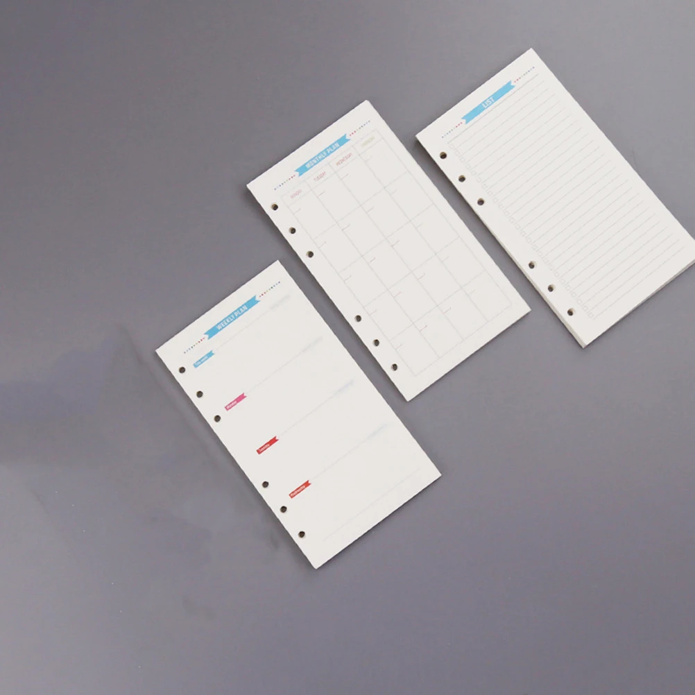 3 Leaf Paper Set A6 Monthly Weekly Planner Inserts for Notebook Smooth Writing Quality Material Daily Use