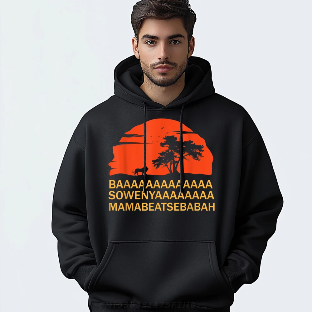 

Baaa Sowenyaaa African King Lion Hoodies Gift Idea Long Sleeve Normal Hoodies Family New Year Day Round Neck Hoodies Slogan