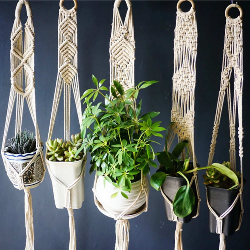 

Indoor handmade Macrame pot holder plant hanging flower holder for wall hanging