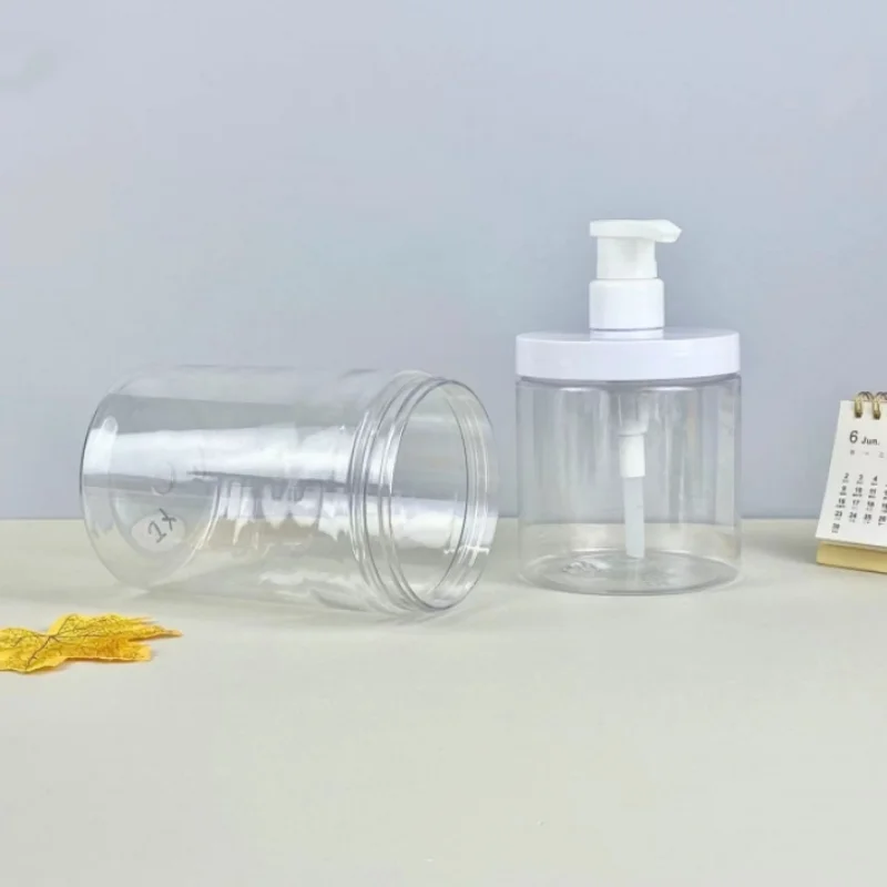 1 szt. 500ml/1000ml Plastikowa Butelka z Pompką Dozownikiem Szeroki Otwór Wielokrotnego Użytku Pusta Butelka na Podróż Mydło Pod Prysznic