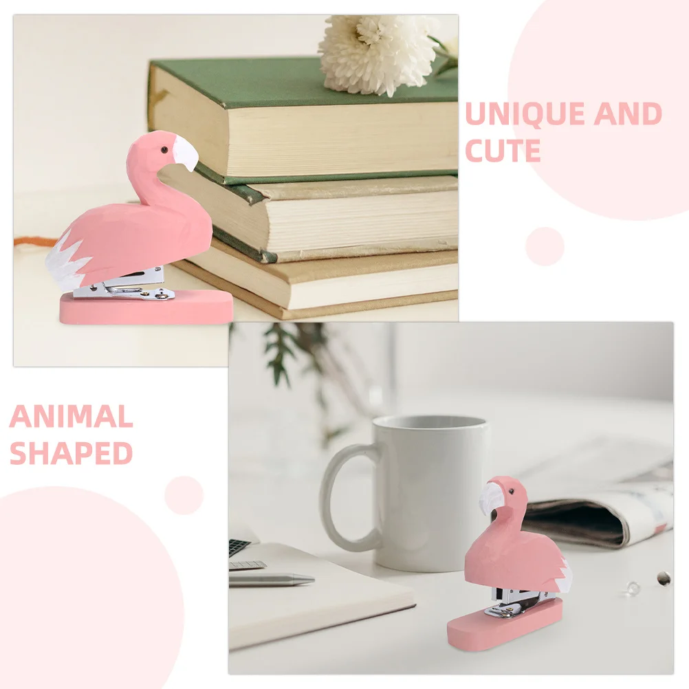 2 قطعة مجموعة دباسة صغيرة على شكل حيوان خشبي تصميم ساحر ملحقات مكتب مكتب محمول صغير لطيف فلامنغو اللوازم المدرسية #5