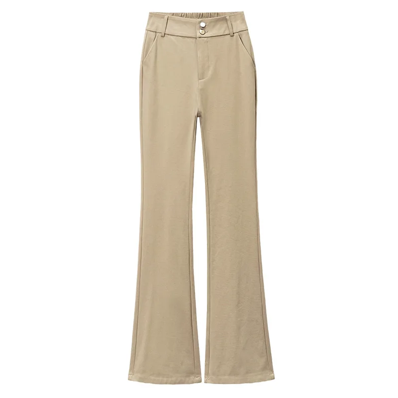 سراويل واسعة للنساء، سراويل بدلة أنيقة عالية الخصر للخريف، سراويل صغيرة للتخسيس متعددة الاستخدامات ذات جرس سفلي