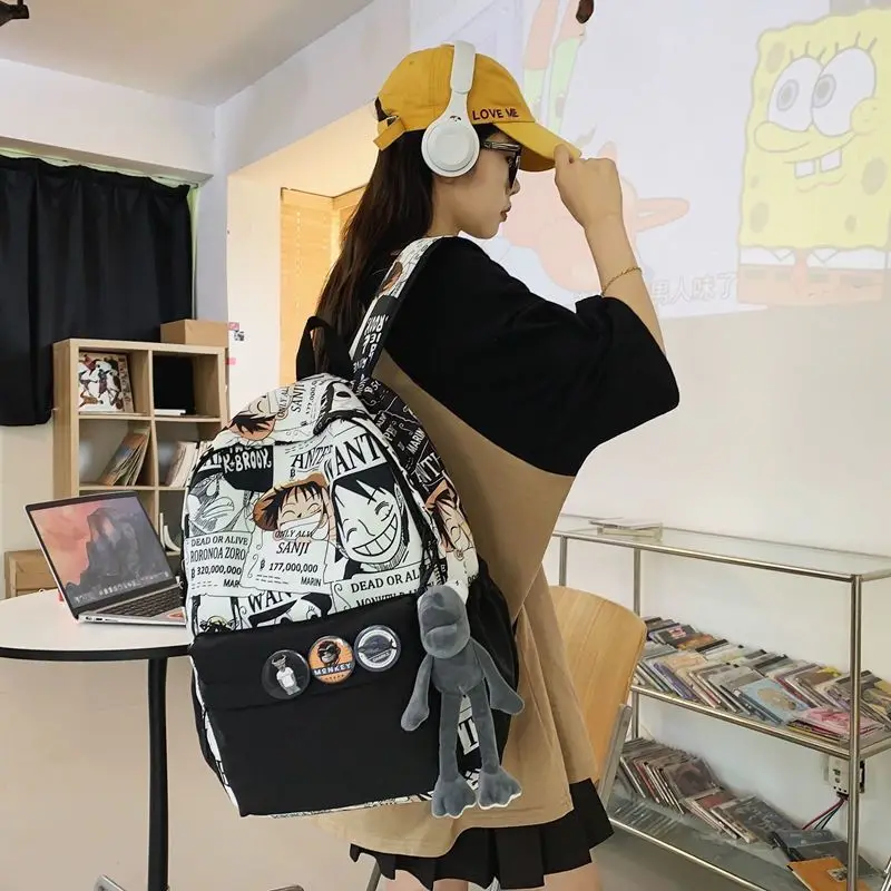 

One Piece Luffy Japanese Trendy and Cool Large Capacity Versatile Backpack Animation Peripheral Students School Bag Boy Gift