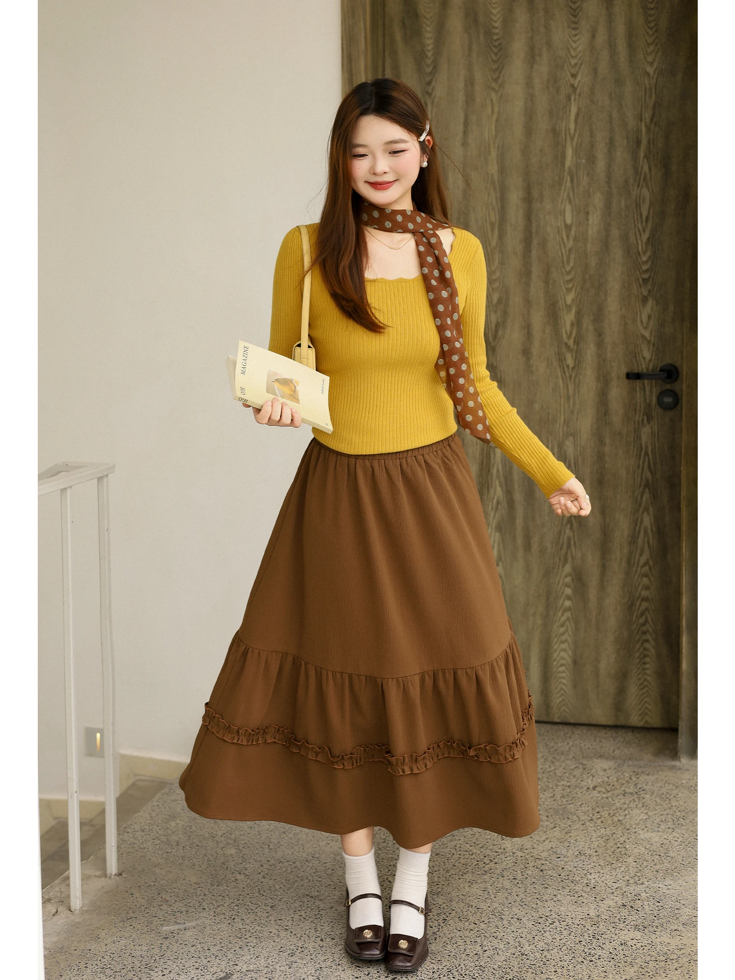 

DM00 плюс размер, повседневная текстурированная юбка-зонтик, милая юбка-миди трапециевидной формы с высокой талией для полных женщин, летняя смесь полиэстера