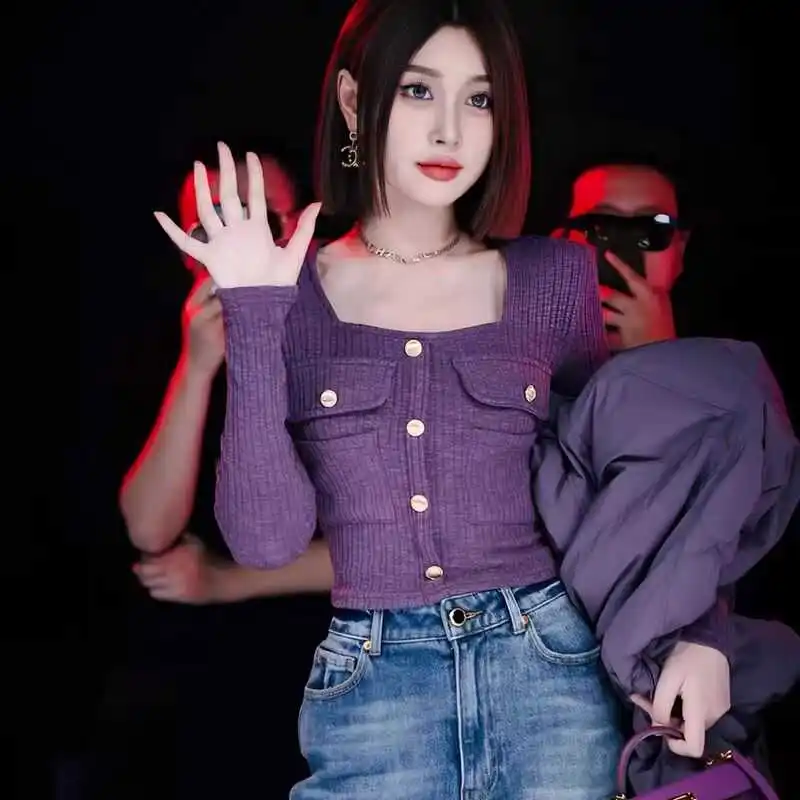 

American Sle Knitted Sweater Women's Slim Fit Base irt Autumn Winter New High-End Feeling Inner Wear Top Quali Fabric