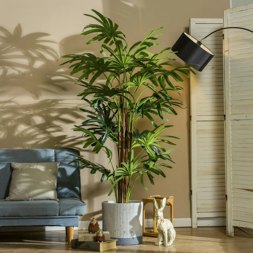 

Palm Bamboo And Five Fingered Palm Green Plant Potted Plant Indoor Living Room Decoration Bonsai Artificial Green Plant Ornament