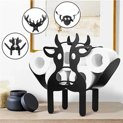 Bathroom Toilet Paper Towel Metal Holder Cow Sheep Elk Animal Shape Standing Roll Paper Storage Rack Kitchen Paper Organizer