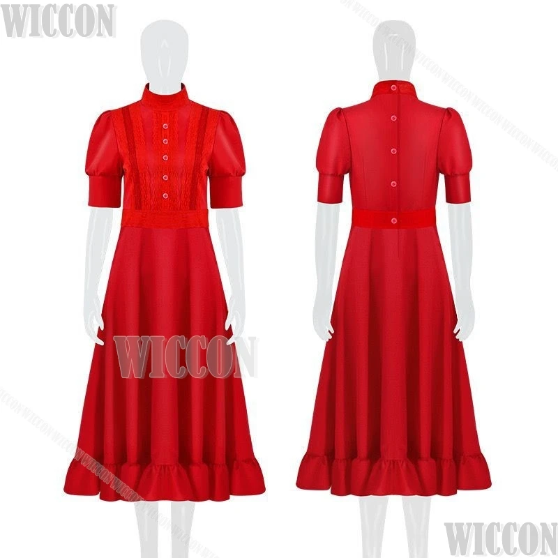 Pearl Movie Cosplay Costume Red Dress Sexy Women Girl Christmas Uniform Holloween Party Roleplay Outfit Full Set Customized