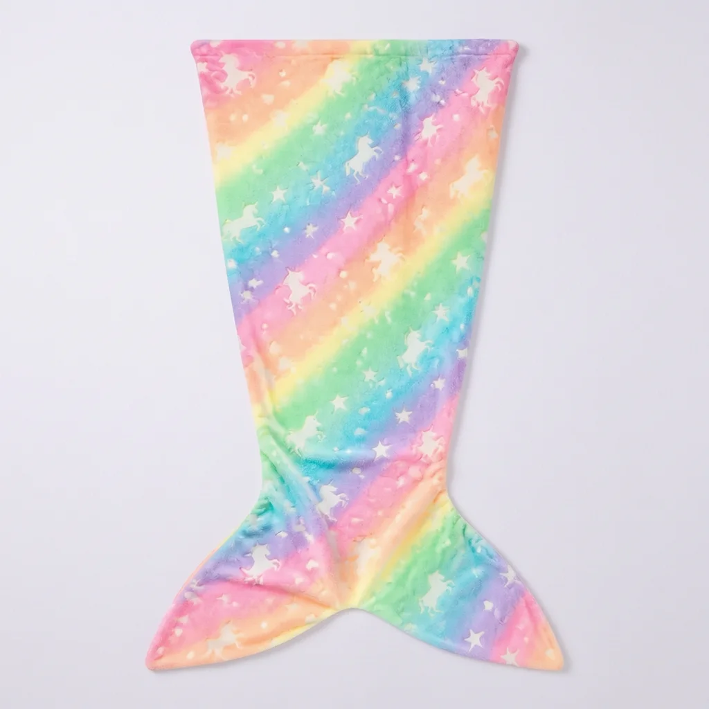 

Mermaid Tail Blanket For Girls Glow In The Dark Soft Fleece Flannel Cozy Cosplay Costume Fantasy Style