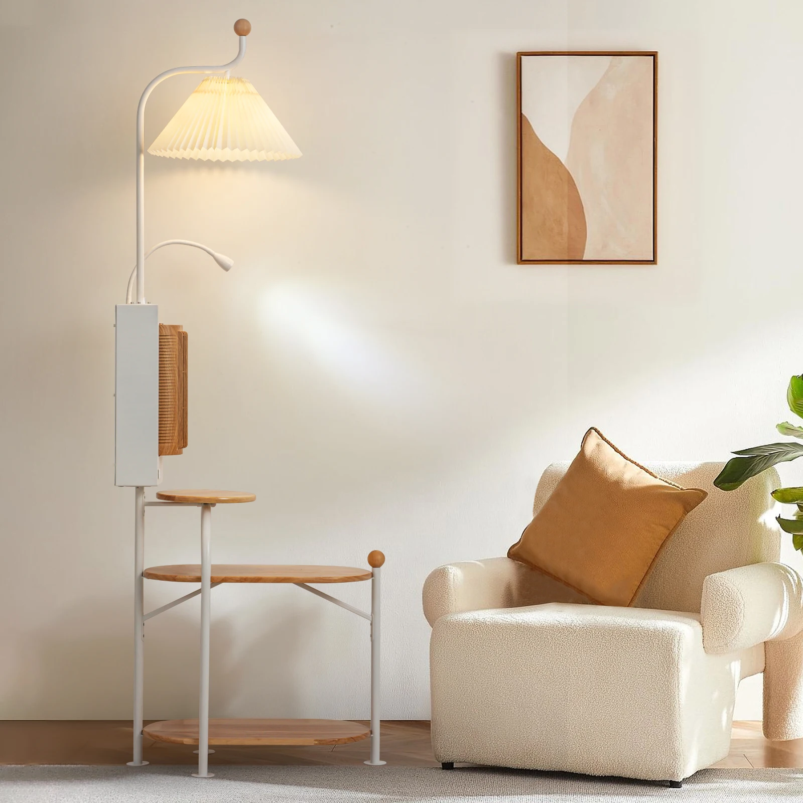 Minimalist Living Room Patent Contemporary Creative Smart Storage Floor Light With Fan Corner Standing Led Modern Fan Floor Lamp