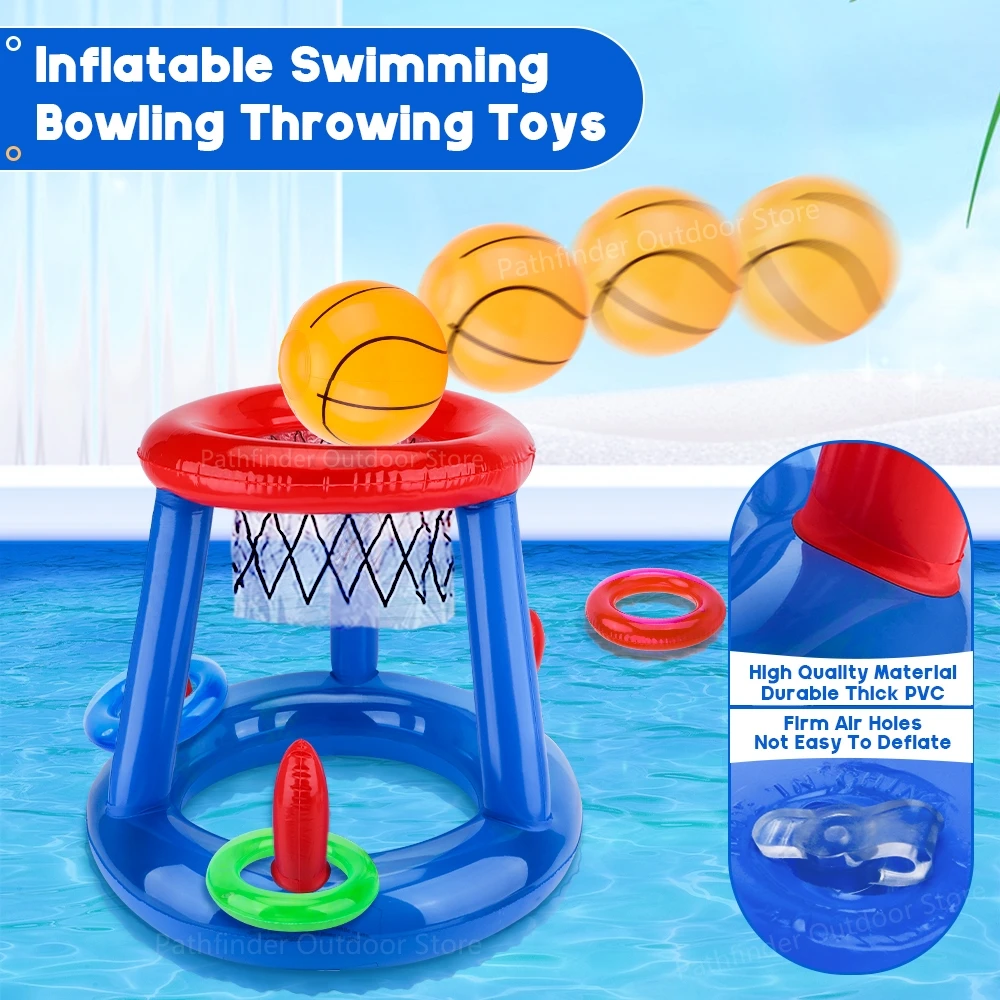 Outdoor Swimming Pool Beach accessories Inflatable Ring Throwing Ferrule Game Set Floating Pool Toys Beach Fun Summer Water Toy