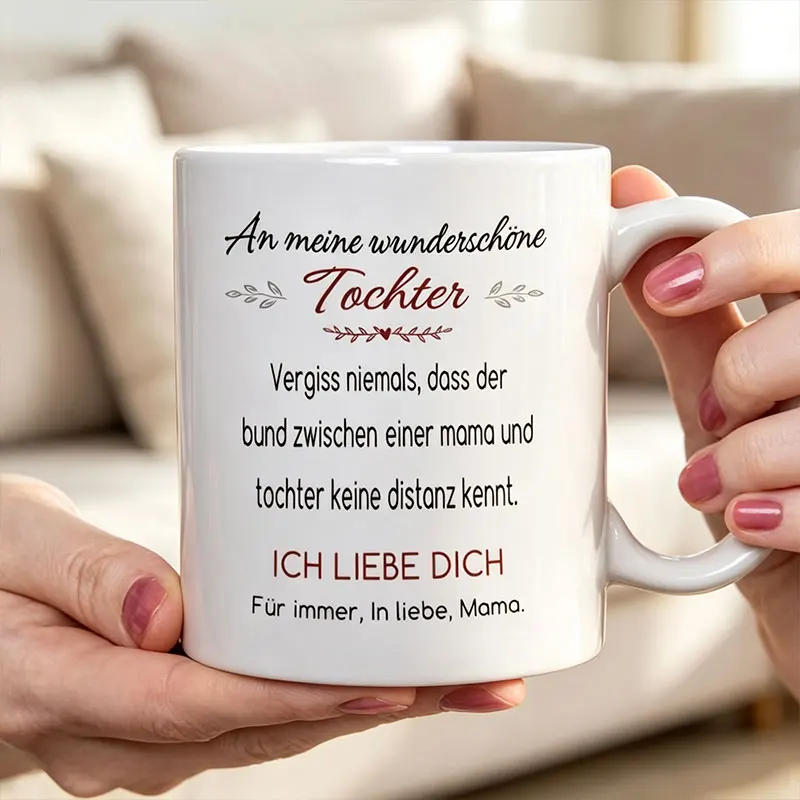 Mug, German Coffee Cup, Ceramic Coffee Cup for My Daughter, Water Cup, Summer and Winter Cups, Birthday Gift, Holiday Gift for Mom