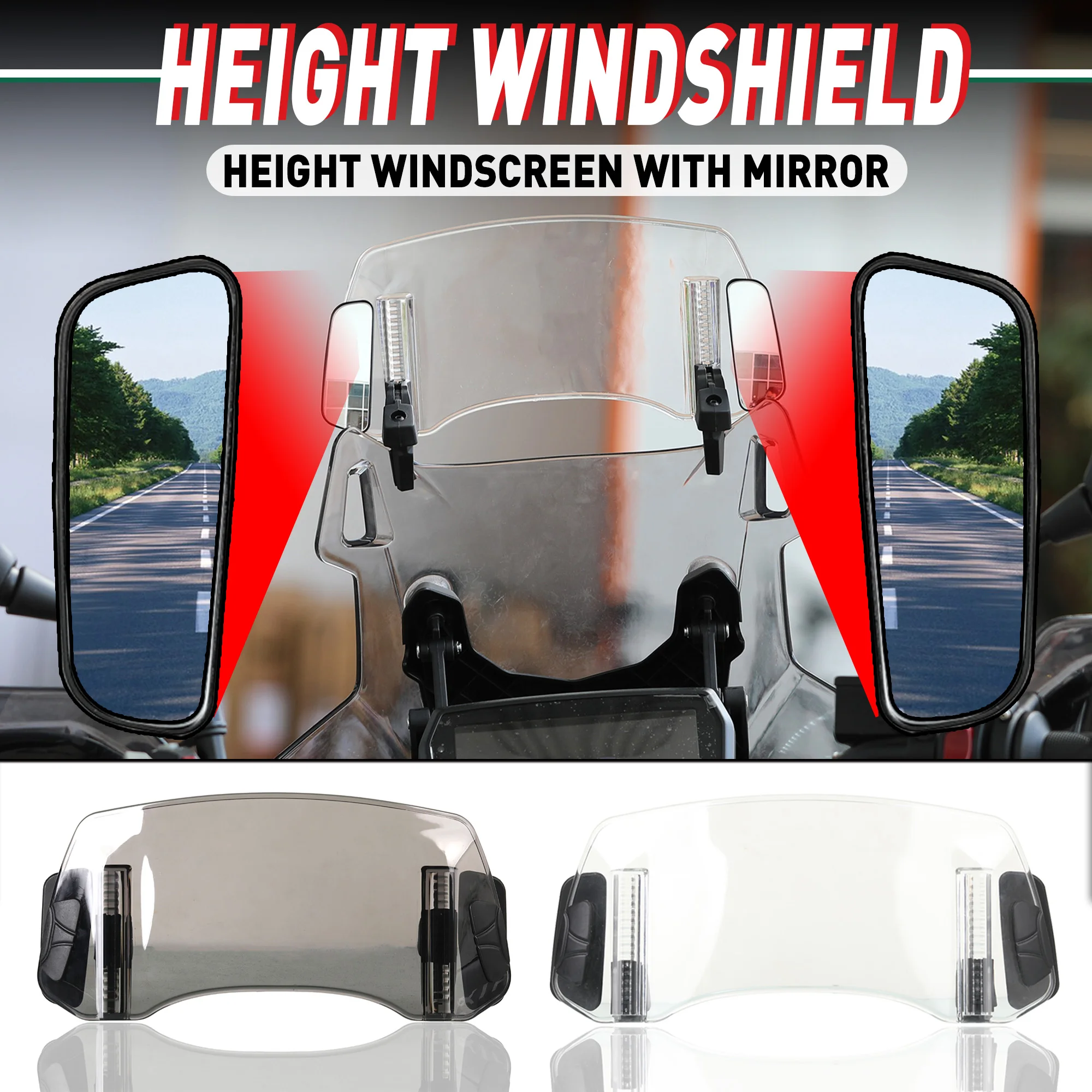 

NEW Wind Deflector With Rearview Mirror For FOR longjia XDV250si XDV300i VMAX 250 KL300 Adjustable Windscreen Windshield Shield