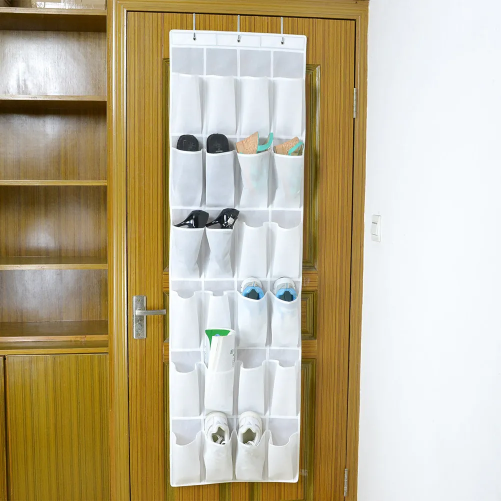 24Pcs Storage Hanging Bag Cloth Door Organizer 24 Pockets for Shoes Phone Keys Watches Bracelets Necklace Cosmetics Hairpins