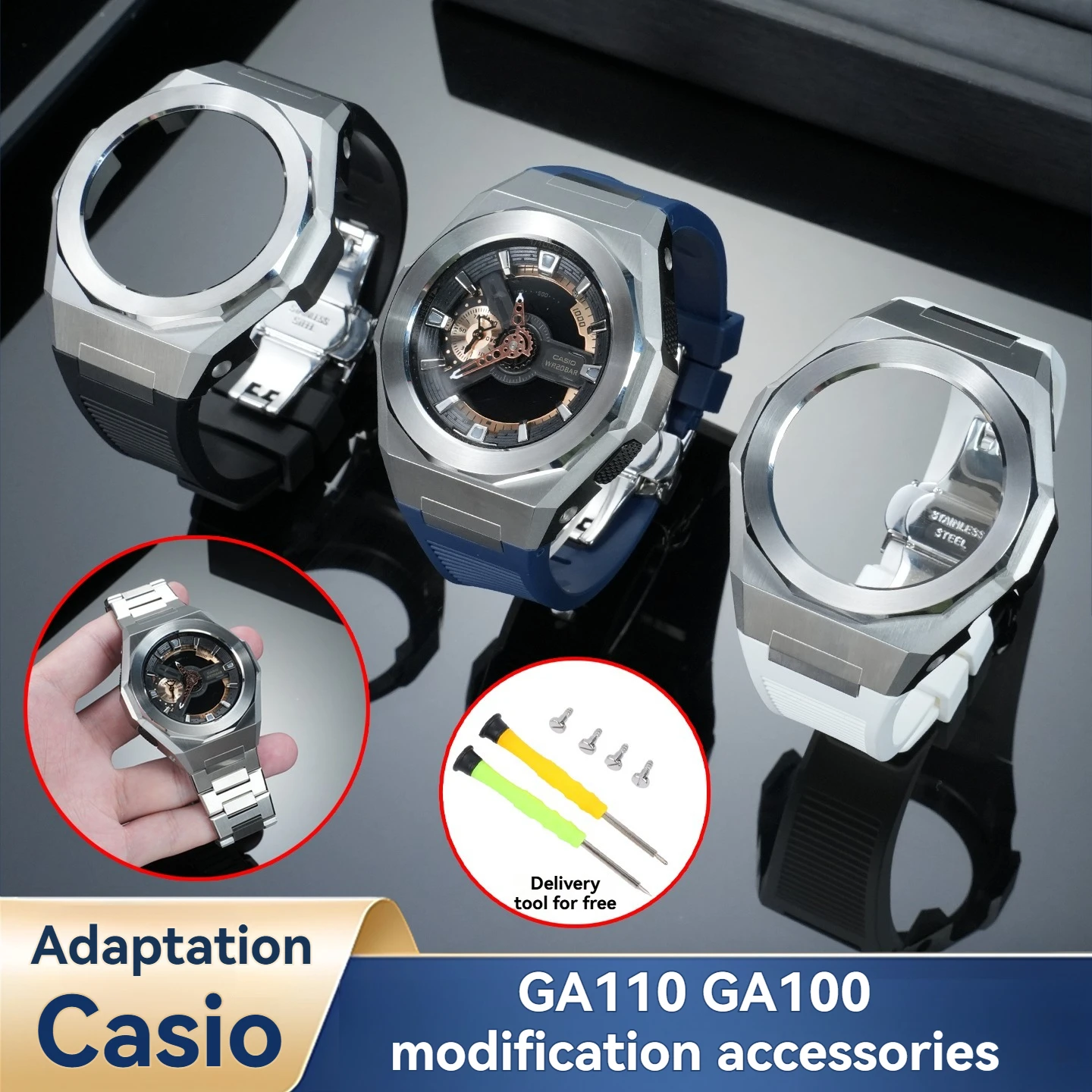 

Металлический мод-кит для Casio G-Shock GA-110/GA-100 | Комплект из корпуса и браслета из нержавеющей стали | Инструменты (полностью металлические улучшенные комплектующие для серии GA110)