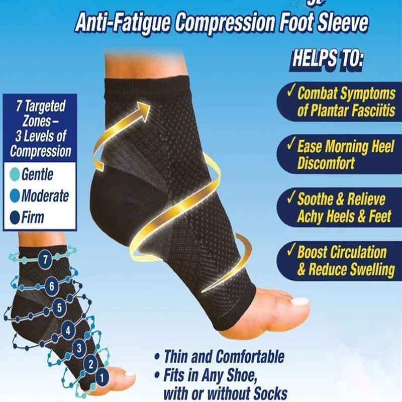 1 Paar Plantarfasziitis-Socken-Ärmel, 30-40 mmHg-Kompressionssocken zur Knöchelunterstützung, Erholung von Verletzungen, lindert Schwellungen für Damen und Herren – Detail 8