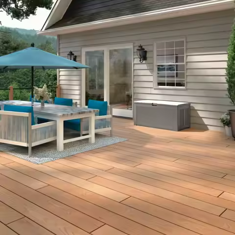 Extra Large Resin Outdoor Storage Deck Box (134 Gal), Weather Resistant, Gray, Deck Organization