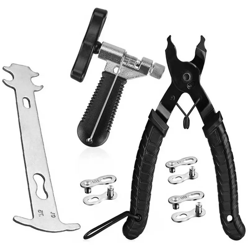 AB11-1 Set Bike Chain Tool Set Includes Chain Breaker Wear Gauge And Missing Links For Cycling Maintenance