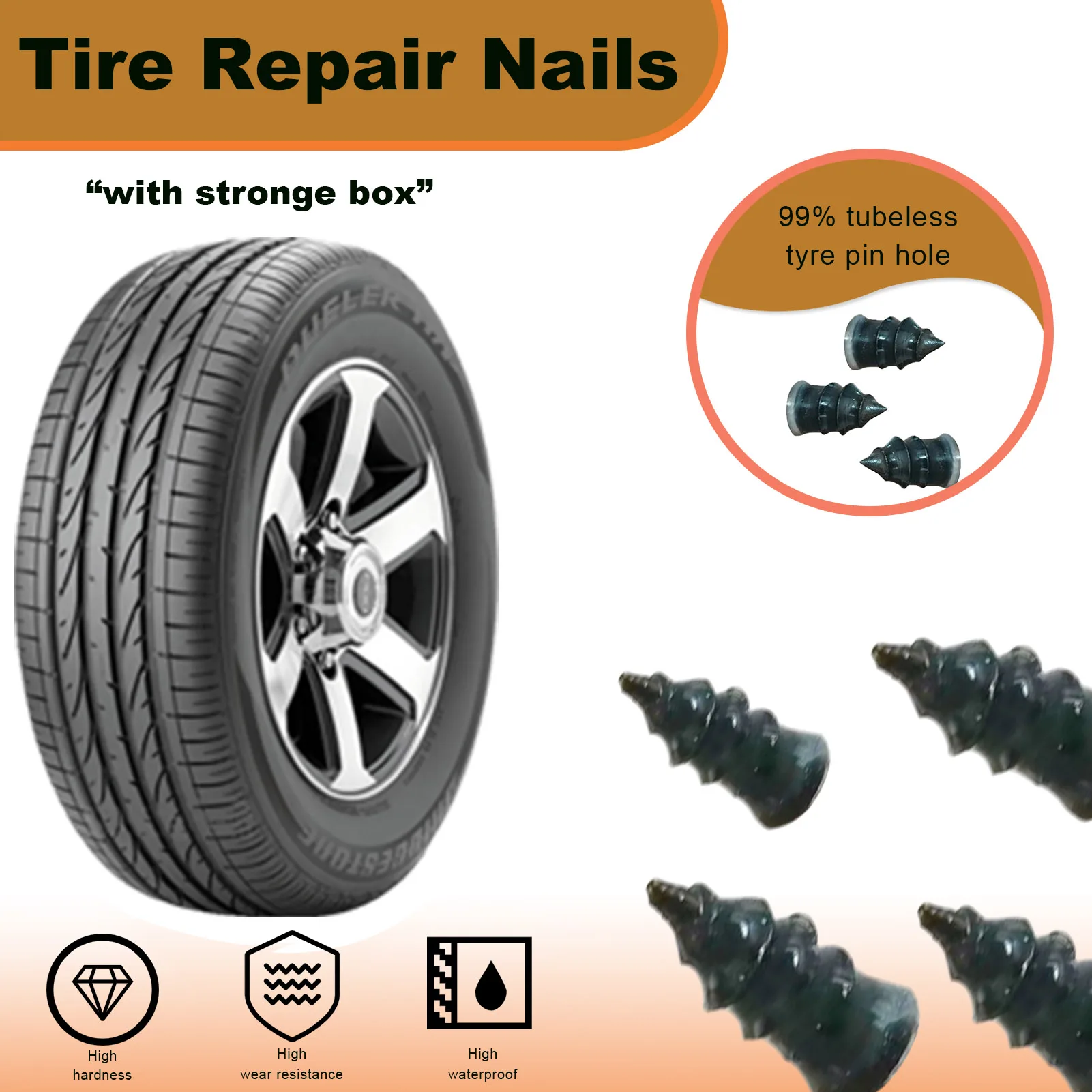 10pcs Car Vacuum Tyre Repair Neil Auto Tire Repair Nail Kit Motorcycle Scooter Rubber Tire Puncture Repair Tool With Screwdriver