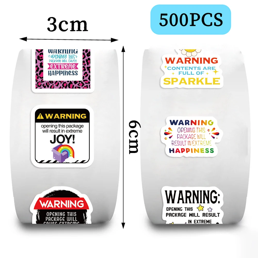 500pcs Warning Phrase Reward Sticker Roll Labels Cartoon Roll Sticker for Kids Gift Decor Envelope Sealing Scrapbooking