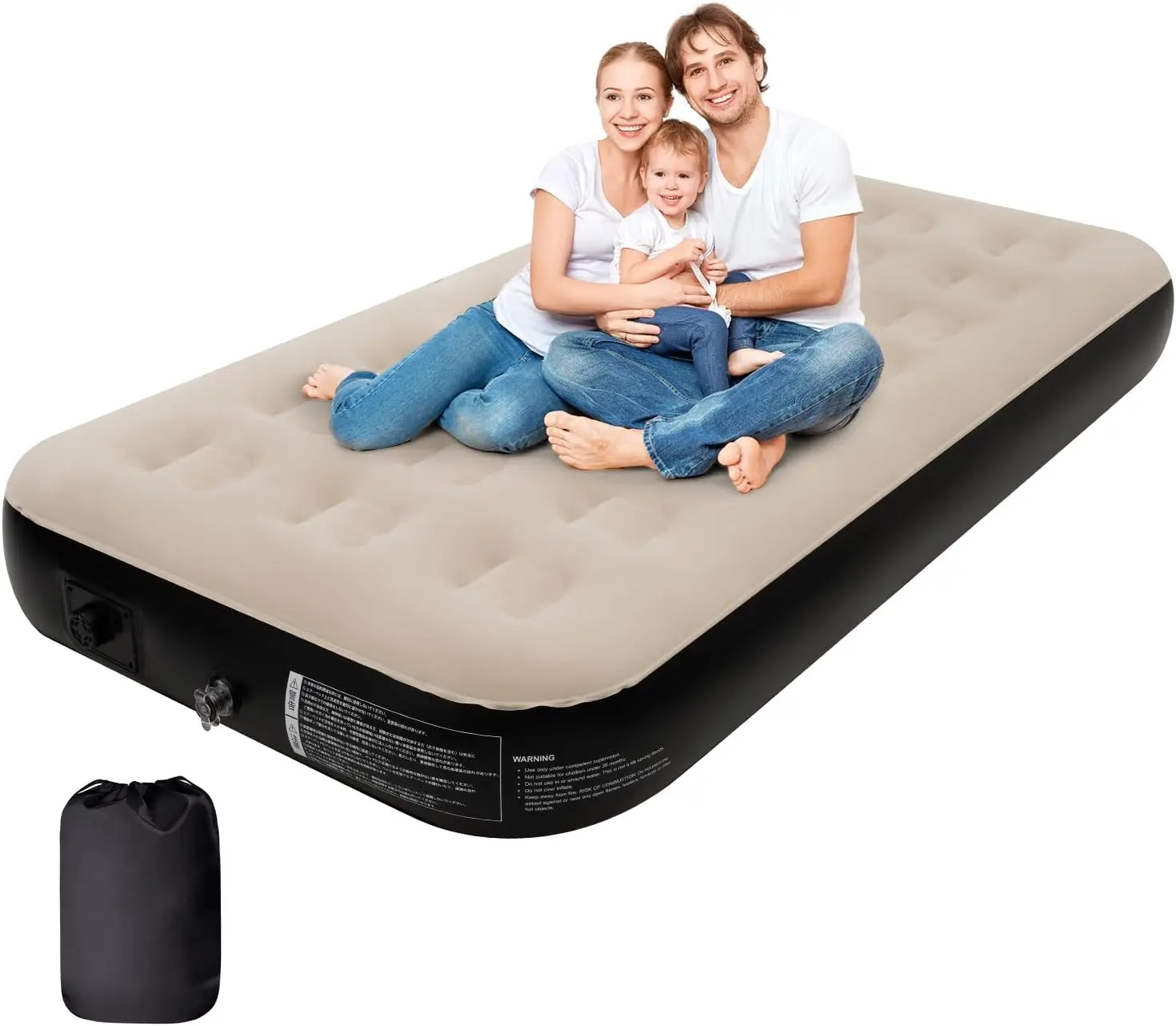 

Twin Air Mattr With Built-In Pump,10"" Height Inflatable Mattr Fast&Easy Inflation/Deflation Airbed For Camping Guests Home