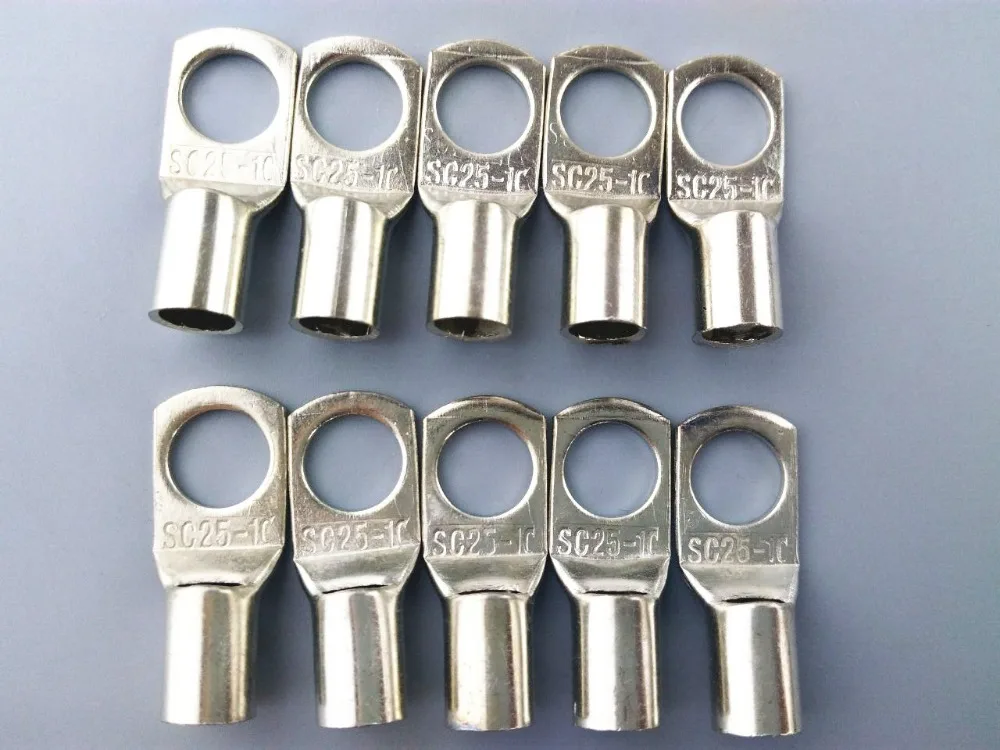Tinned Copper Cable lugs Battery Terminals SC 25-10 25mm 10mm Bolt Hole