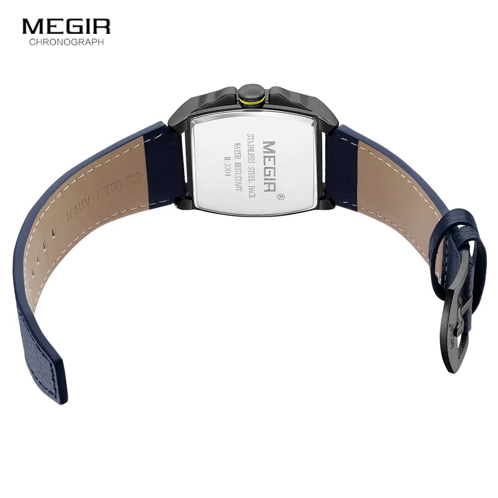 MEGIR Fashion Quartz Watch for Men Analog Waterproof Wristwatch with Leather Strap Luminous Casual Sport Watches with Date Week