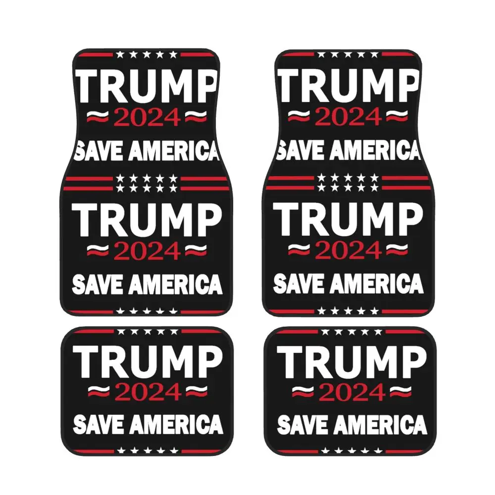 Trump 2024 Make America Great Again Car Waterproof Rubber Car Mats 4PCS Carpets Rugs Non-Slip Auto Foot Mats Universal Type