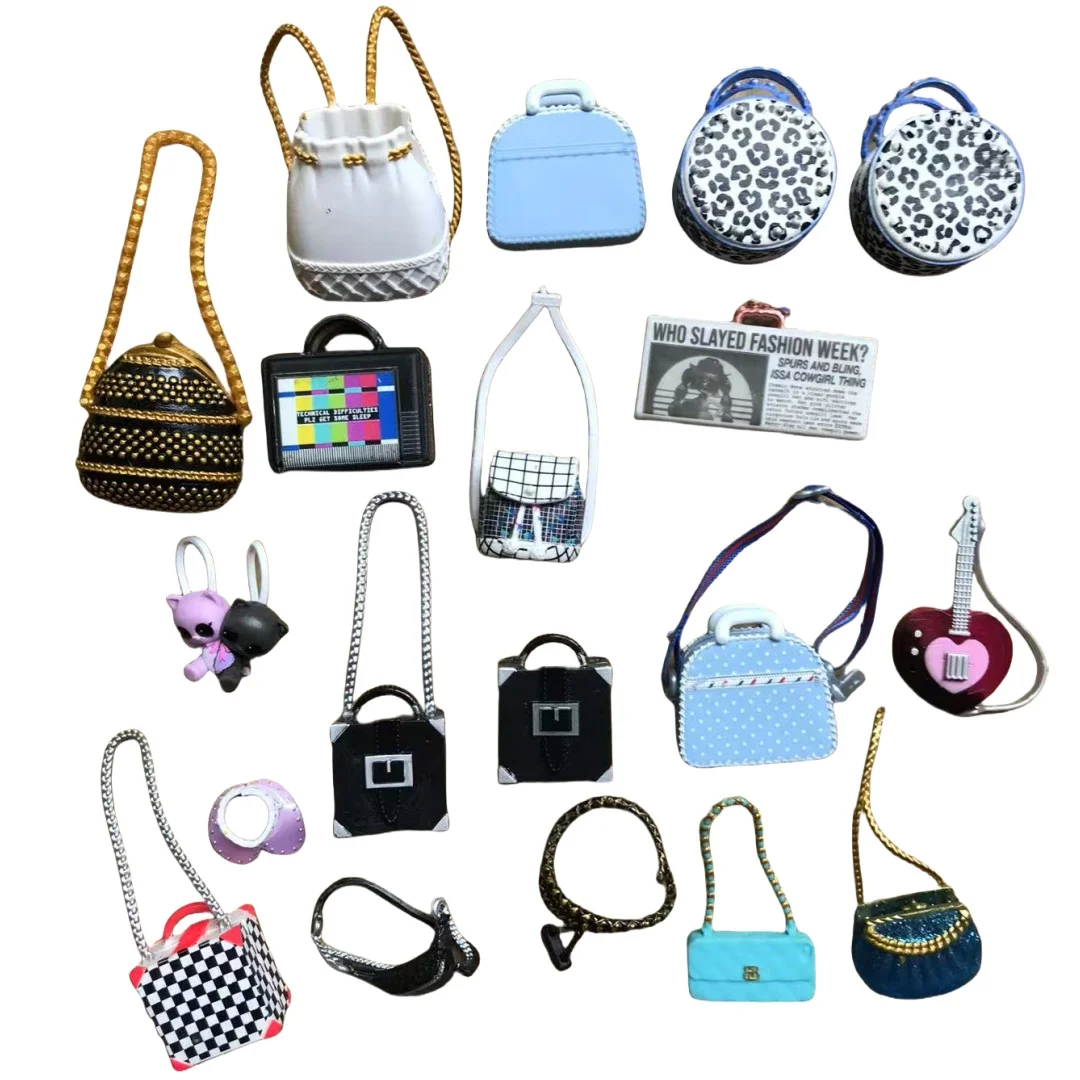 

MINISO LOL Doll Bags Colorful Doll Decorations Blue Black Gold Red White Color Doll Decors Fashion Sister Doll Parts Handbags