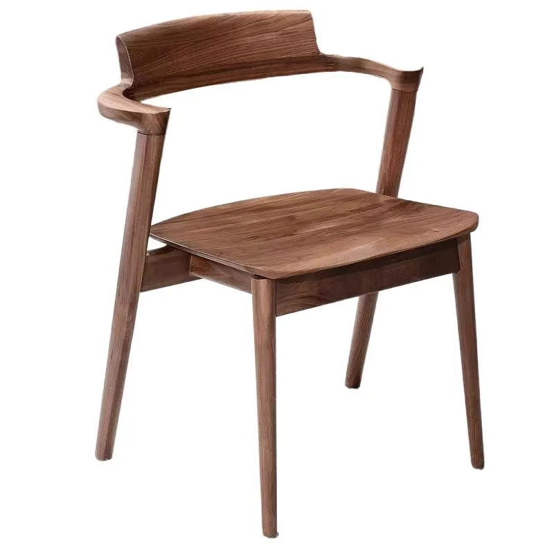 

North American Black Walnut Dining Chair Home Short Armchair Ash Solid Wood Chair Simple Walnut Peninsula Chair