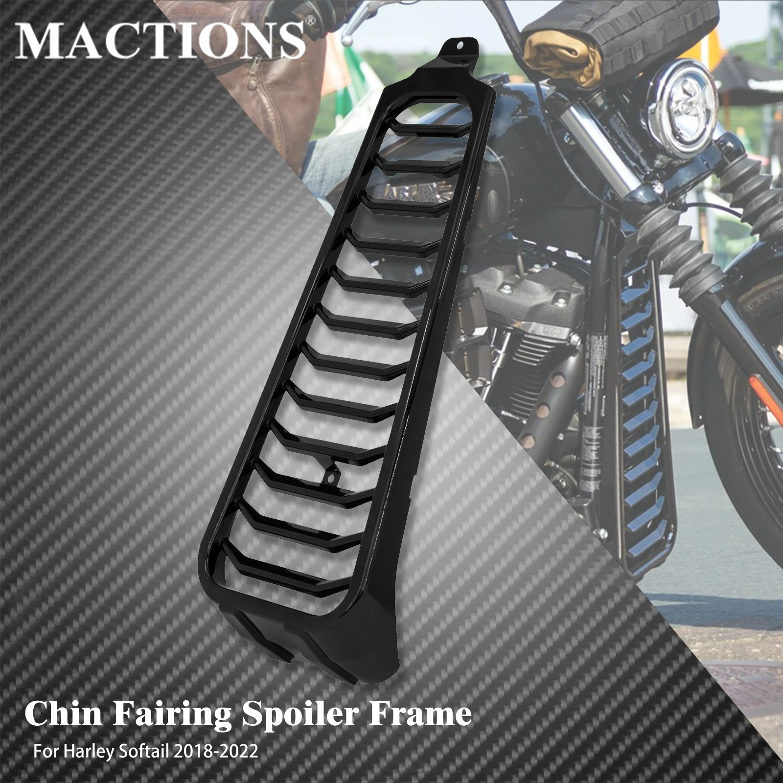 

Motorcycle Front Chin Fairing Spoiler Frame Cover Gloss Black For Harley Softail Breakout Fat Bob FXBR FXBRS 2018-2020 2021 2022