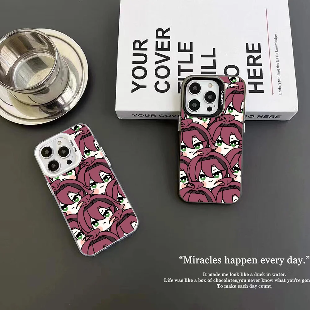 Cute Genshin Impacts Phone Case IMD Color Silver Shell For IPhone 16 15 14 13 12 Pro Max Plus